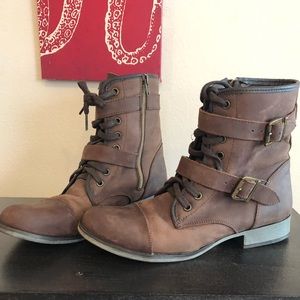Dolce Vita Brown Leather Combat Boots